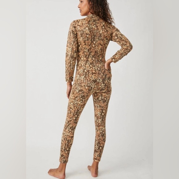 NWT Free People Lennox Printed Jumpsuit Cappuccino Combo Size Small - Picture 3 of 13